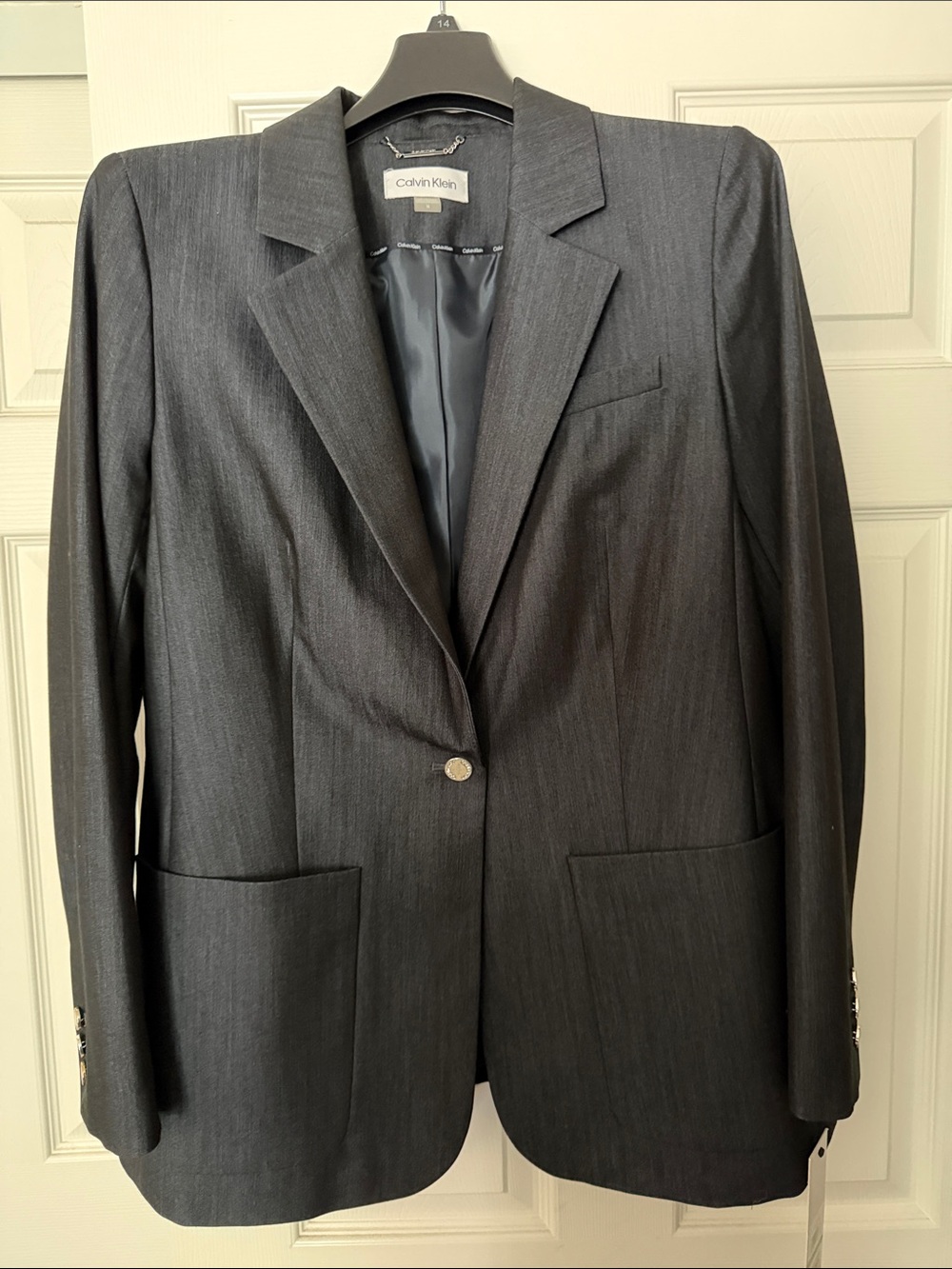 Calvin Klein Women’s Charcoal Gray Single-Button Blazer